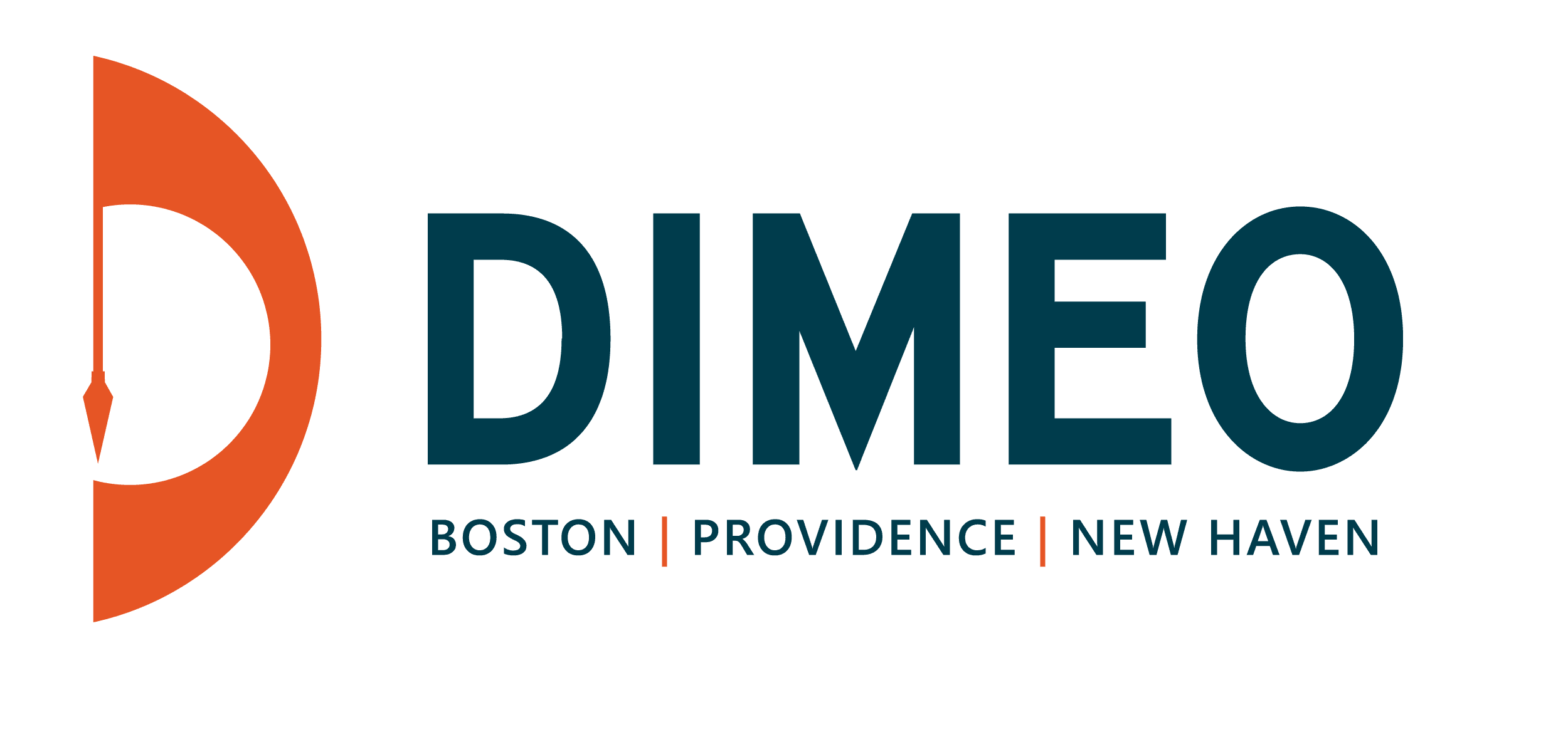 Dimeo logo with an orange "D" symbol and text "BOSTON | PROVIDENCE | NEW HAVEN" in dark teal.