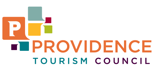 Colorful blocks and text logo reading "Providence Tourism Council."