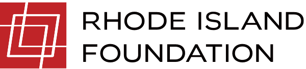 Red and white geometric logo with text "Rhode Island Foundation."