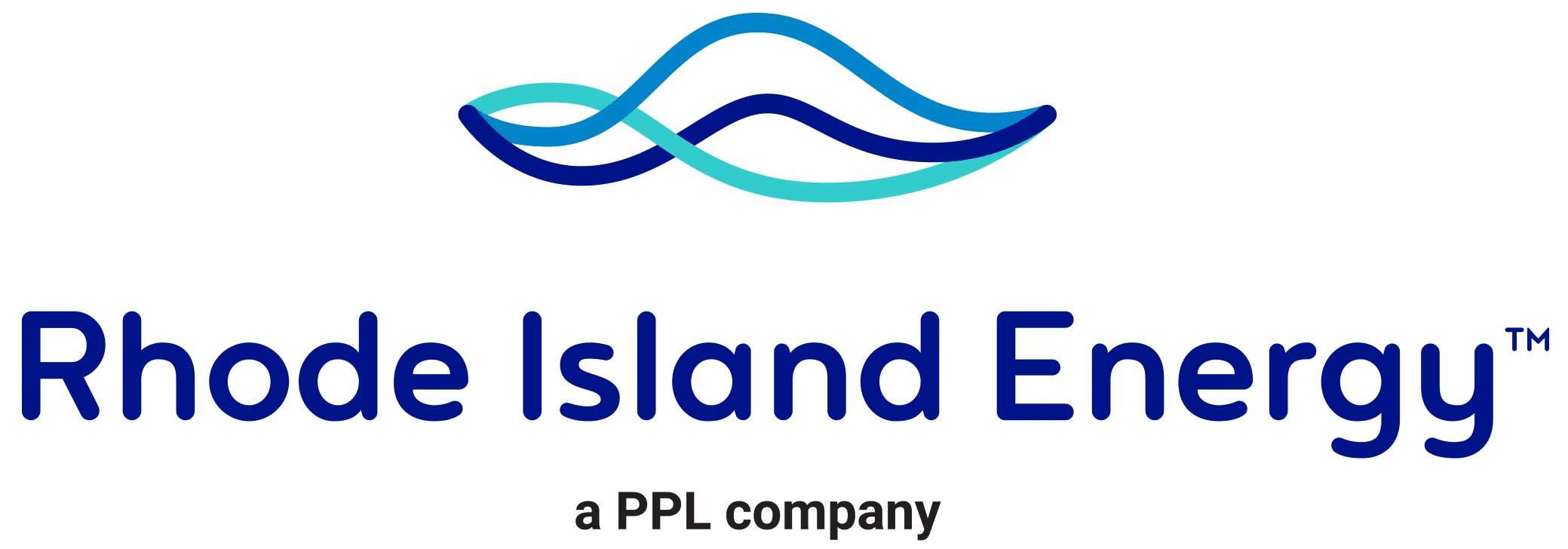 Blue and teal wave logo with text "Rhode Island Energy, a PPL company."