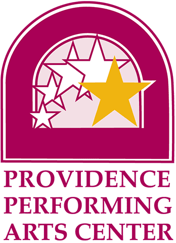 Providence Performing Arts Center logo with stars in a magenta arch design.