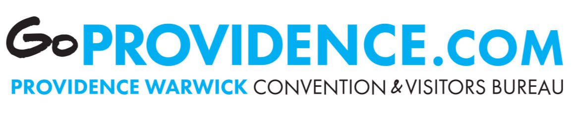 GoProvidence.com logo for Providence Warwick Convention & Visitors Bureau in blue and black text.